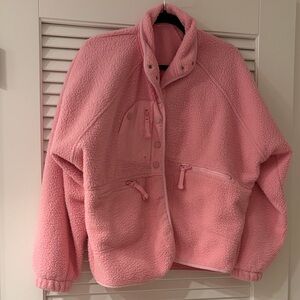 Pink Sherpa Fleece Jacket - Women’s Cozy Button-Up